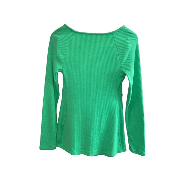 NWT Isabel By Ingrid & Isabel Green Ribbed Long Sleeve Maternity Top Square Neck - Picture 8 of 8